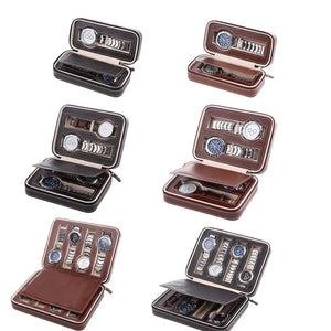 8 Slot PU Leather Watches Organizer Box Double Layer