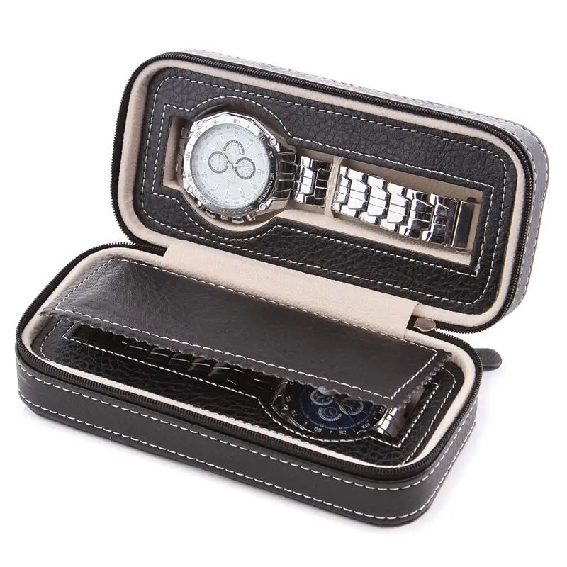 8 Slot PU Leather Watches Organizer Box Double Layer