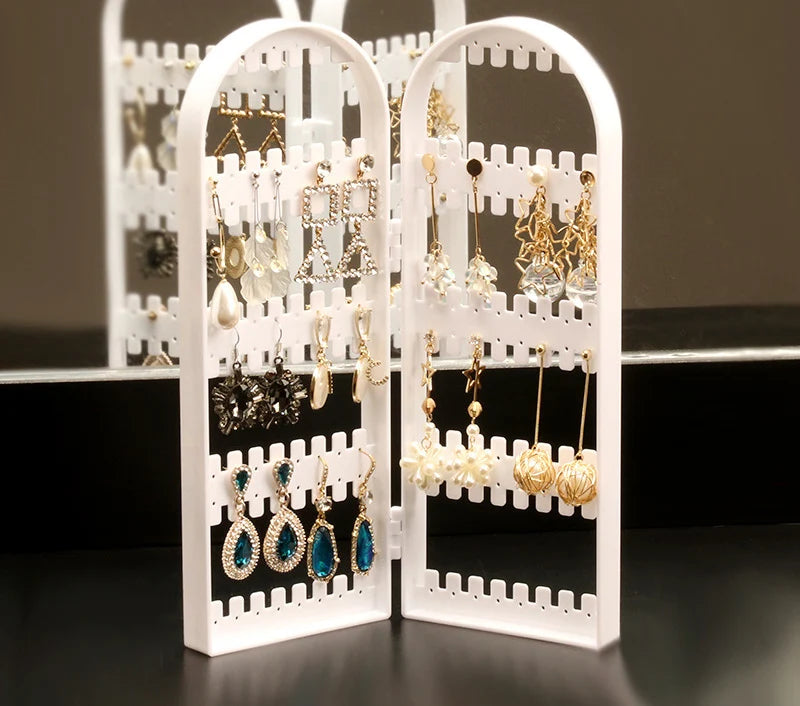 Folding Clear Earrings Studs Display Rack Jewelry Shelf Organizer
