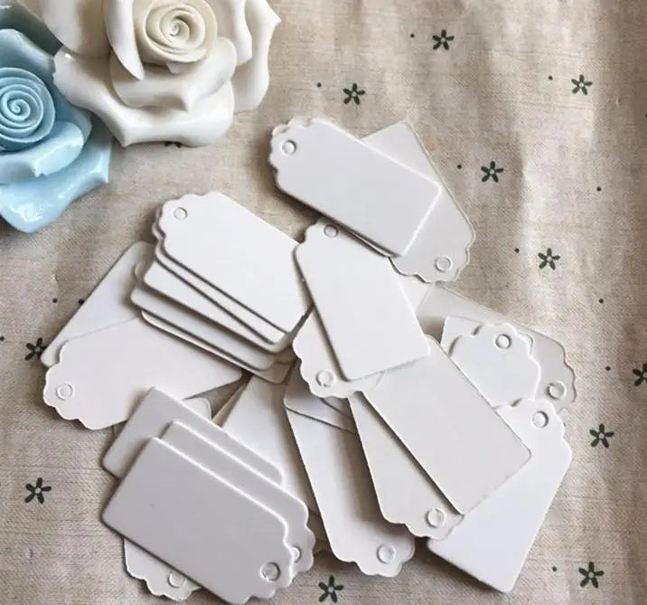 1000 pcs Blank Cardboard Jewelry Tags with Hemp Rope