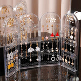 4 Layers Folding Screen Earring Display Stand Clear Acrylic Jewelry Showcase