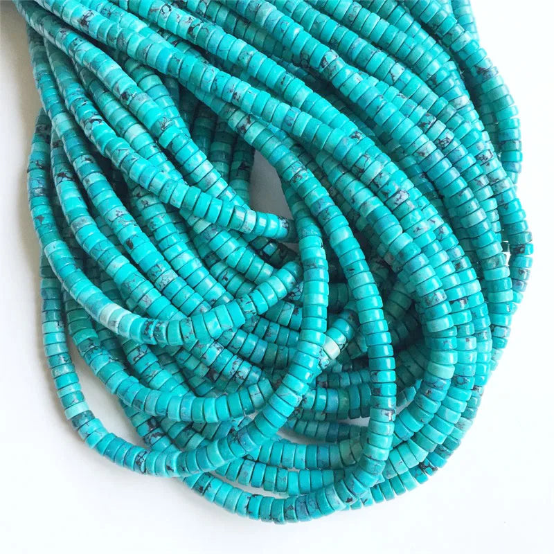 2*4MM Hubei Turquoise Flat Round Heishi Beads