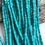 2*4MM Hubei Turquoise Flat Round Heishi Beads