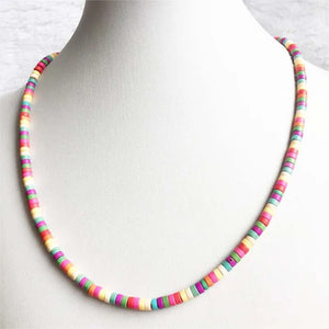 2x4MM Heishi Mix Red Green Turquoise Necklace Natural Stone Chocker Beaded