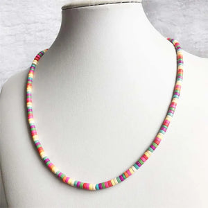 2x4MM Heishi Mix Red Green Turquoise Necklace Natural Stone Chocker Beaded