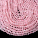 2-4MM Rose Quartz AA Micro Faceted Round Beads DIY Jewelry Making
