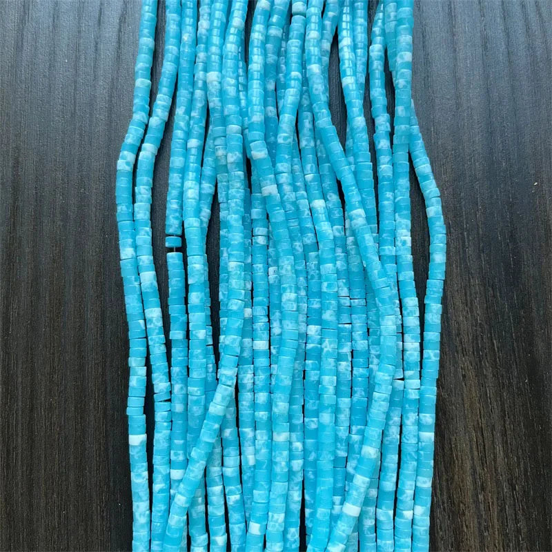 2*4MM Tiny Heishi Larimar Jade Disc Gemstone Beads