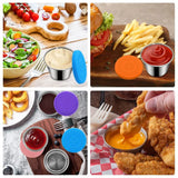 2.4Oz Stainless Steel Condiment Containers with Silicone Lids