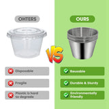 2.4Oz Stainless Steel Condiment Containers with Silicone Lids