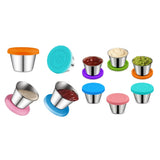 2.4Oz Stainless Steel Condiment Containers with Silicone Lids