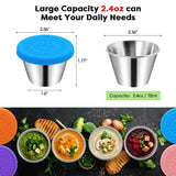 2.4Oz Stainless Steel Condiment Containers with Silicone Lids