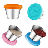 2.4Oz Stainless Steel Condiment Containers with Silicone Lids