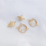 2/4PCS 14K Zircon Planet Charms Pendants for Jewelry Making