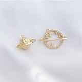 2/4PCS 14K Zircon Planet Charms Pendants for Jewelry Making