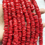 Red Natural Corals Stone Heishi Loose Beads 2-4mm*10MM Abacus DIY Jewelry