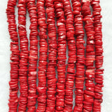Red Natural Corals Stone Heishi Loose Beads 2-4mm*10MM Abacus DIY Jewelry