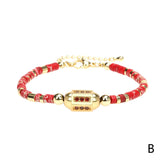 Colorful Natural Stone Bracelets with Geometric Pendant