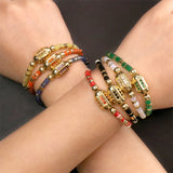 Colorful Natural Stone Bracelets with Geometric Pendant
