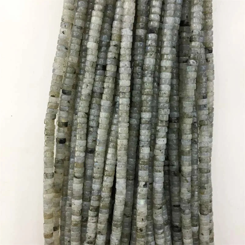 4mm Heishi Grey Labradorite Jade Gemstone Rondelle Seed Spacer Bead