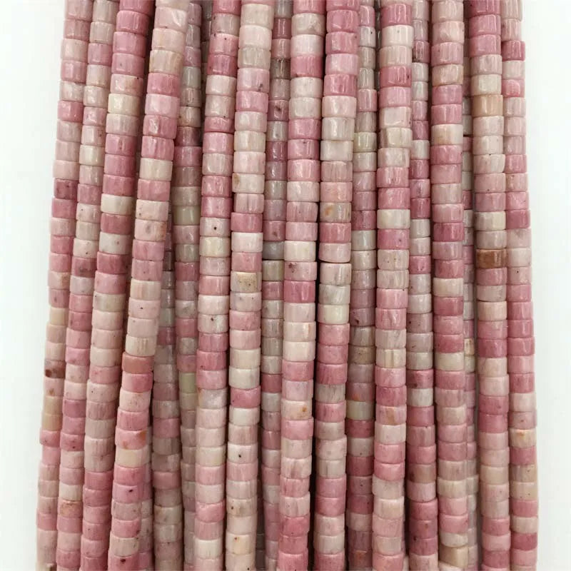 4mm Heishi Rhodochrosite Jade Flat Round Gemstone Small Beads