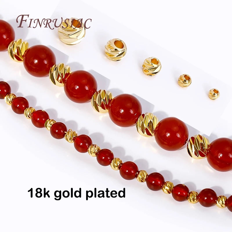 18K Plated Spacer Beads Cut Pattern DIY Jewelry Making Findings