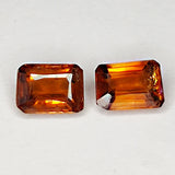 2.53ct Pair Orange Zircon Emerald Cut 6.7x4.8mm
