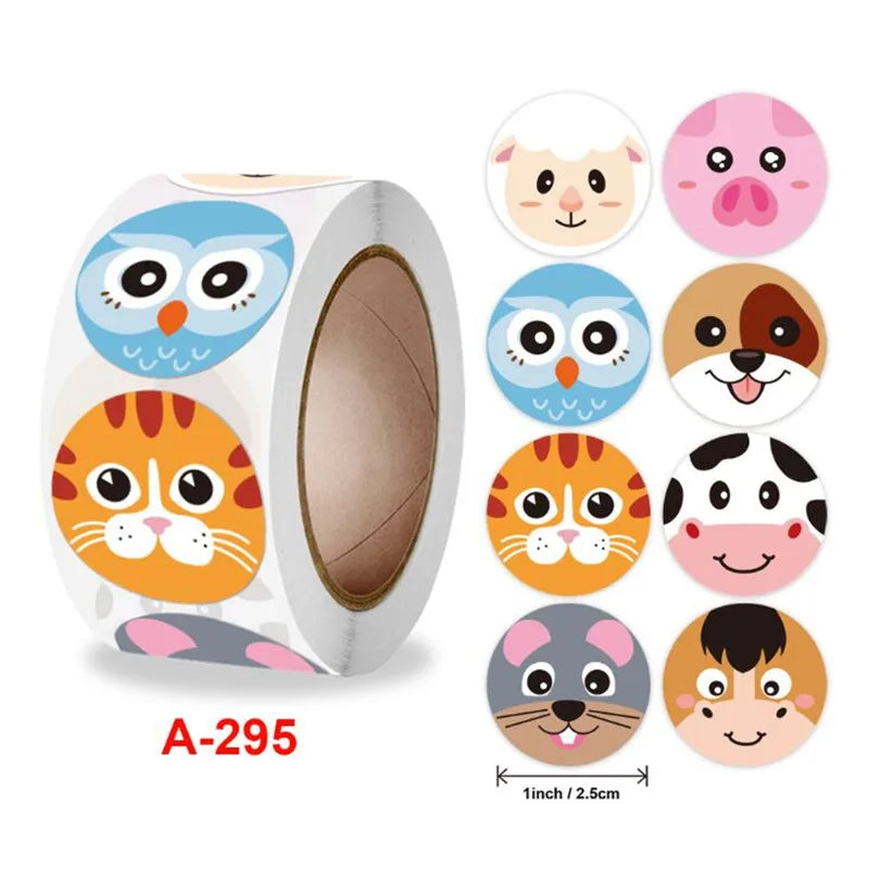 500pcs 2.5CM Round Animal Stickers for Teacher Awards