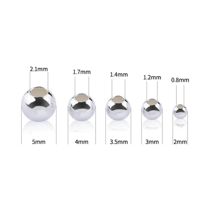 925 Sterling Silver Round Beads Spacer Beads for Jewelry Making