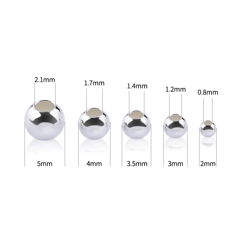 925 Sterling Silver Round Beads Spacer Beads for Jewelry Making