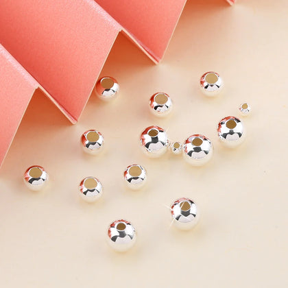 925 Sterling Silver Round Beads Spacer Beads for Jewelry Making