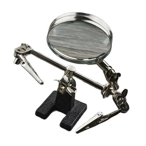 Soldering Iron Stand Helping Clamp Vise Desktop Clip with Magnifying Glass