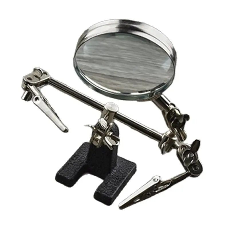 Soldering Iron Stand Helping Clamp Vise Desktop Clip with Magnifying Glass