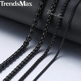 2-5mm Stainless Steel Box Chain Necklace Women Men