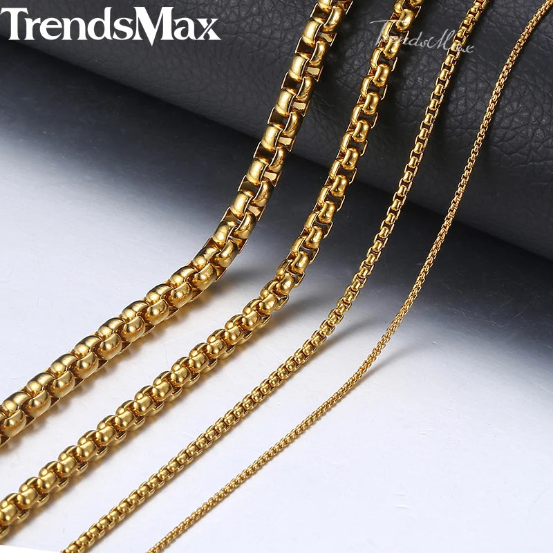 2-5mm Stainless Steel Box Chain Necklace Women Men