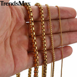 2-5mm Stainless Steel Box Chain Necklace Women Men