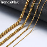 2-5mm Stainless Steel Box Chain Necklace Women Men