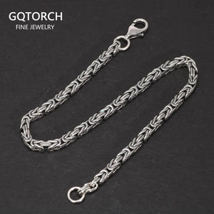 2.5mm S925 Sterling Silver Braided Bracelet Vintage Punk Style Men's Jewelry