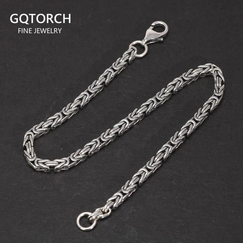 2.5mm S925 Sterling Silver Braided Bracelet Vintage Punk Style Men's Jewelry