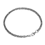 2.5mm S925 Sterling Silver Braided Bracelet Vintage Punk Style Men's Jewelry