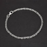 2.5mm S925 Sterling Silver Braided Bracelet Vintage Punk Style Men's Jewelry