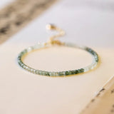 Green Crystal Beads Stainless Steel Bracelet for Women