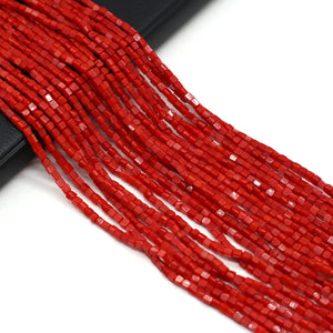 2.5mm Red Coral Beads Square Shape Small Loose Bead for DIY Jewelry Making