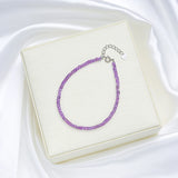 925 Silver Amethyst Bracelet Natural Stone Handwork Women Gift Jewelry
