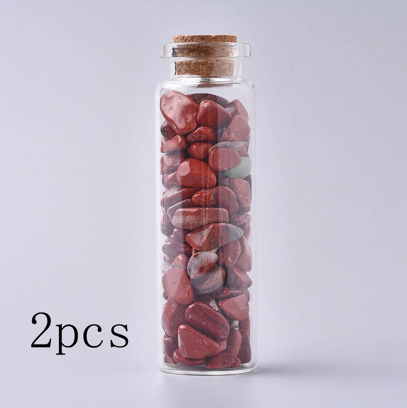 Mixed Mini Wishing Glass Bottle Pendant with Gemstone Chip Stone Beads