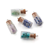 Mixed Mini Wishing Glass Bottle Pendant with Gemstone Chip Stone Beads