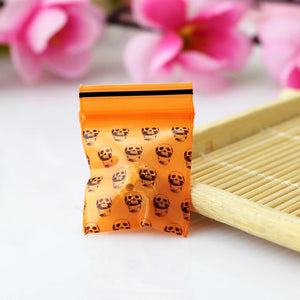 Orange Skull Print Resealable Plastic Zip Lock Bags