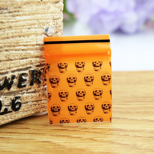 Orange Skull Print Resealable Plastic Zip Lock Bags