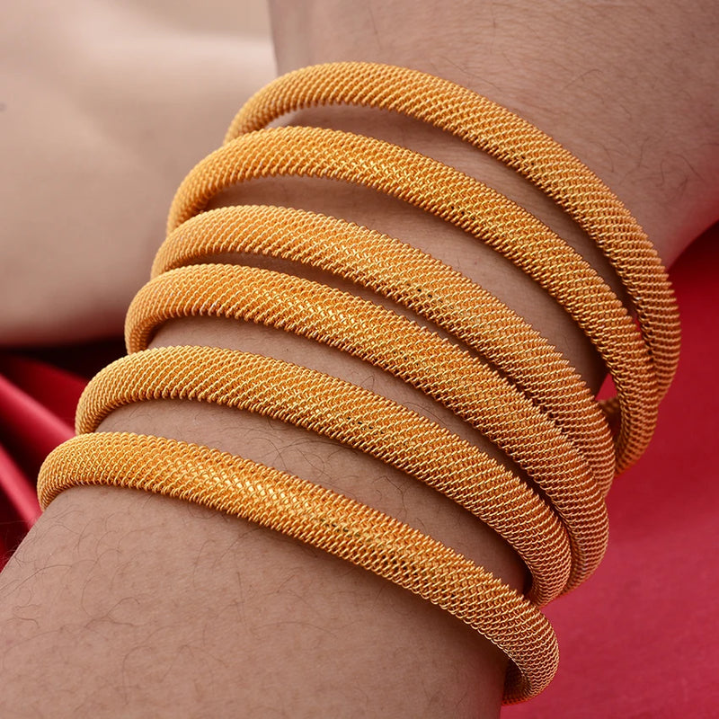 2-6Pcs Dubai Bangles For Women Girl Wedding Bridal Bracelets Green Jewelry