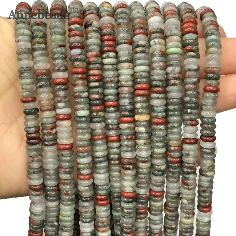 6mm African Blood Stone Flat Round Spacer Beads