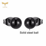 Solid Steel Ball Earrings Set Stainless Steel Ear Piercing Stud Jewelry